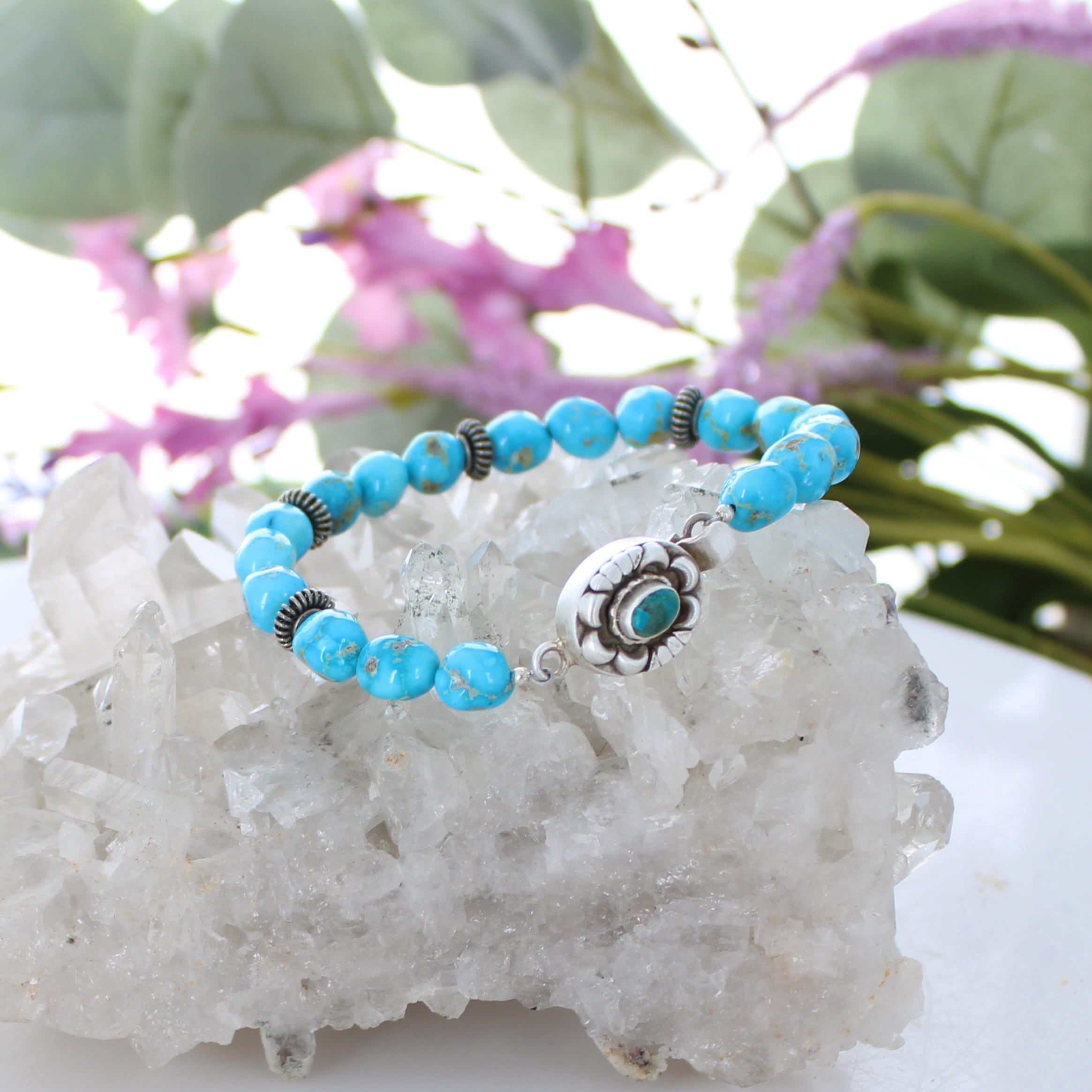 Gorgeous Blue Ridge Nevada Turquoise Bracelet Sterling Silver Southwestern