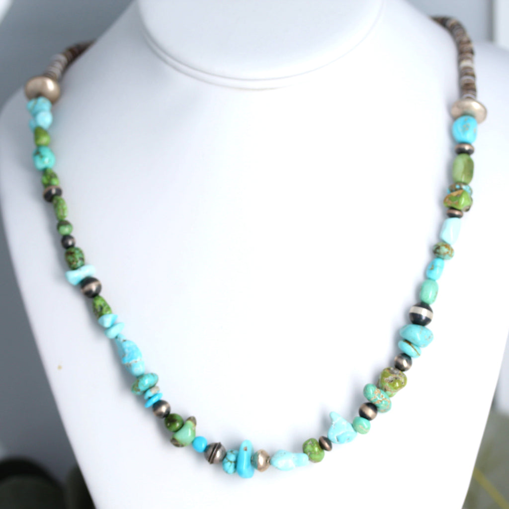 Lone Mountain and Sonoran Gold Turquoise Necklace Sterling Silver Southwestern