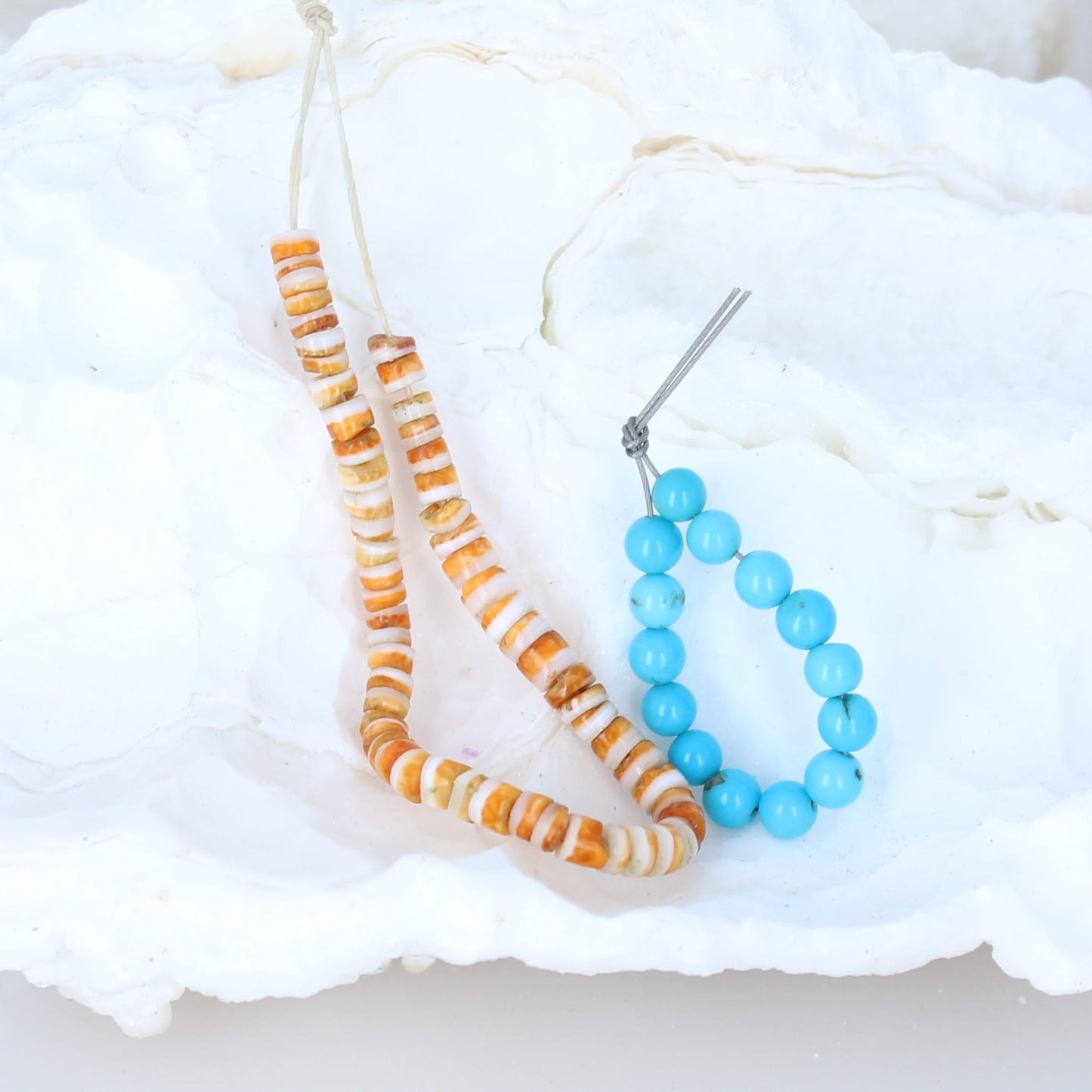 Spiny Oyster and Sleeping Beauty Turquoise Beads Set -NewWorldGems