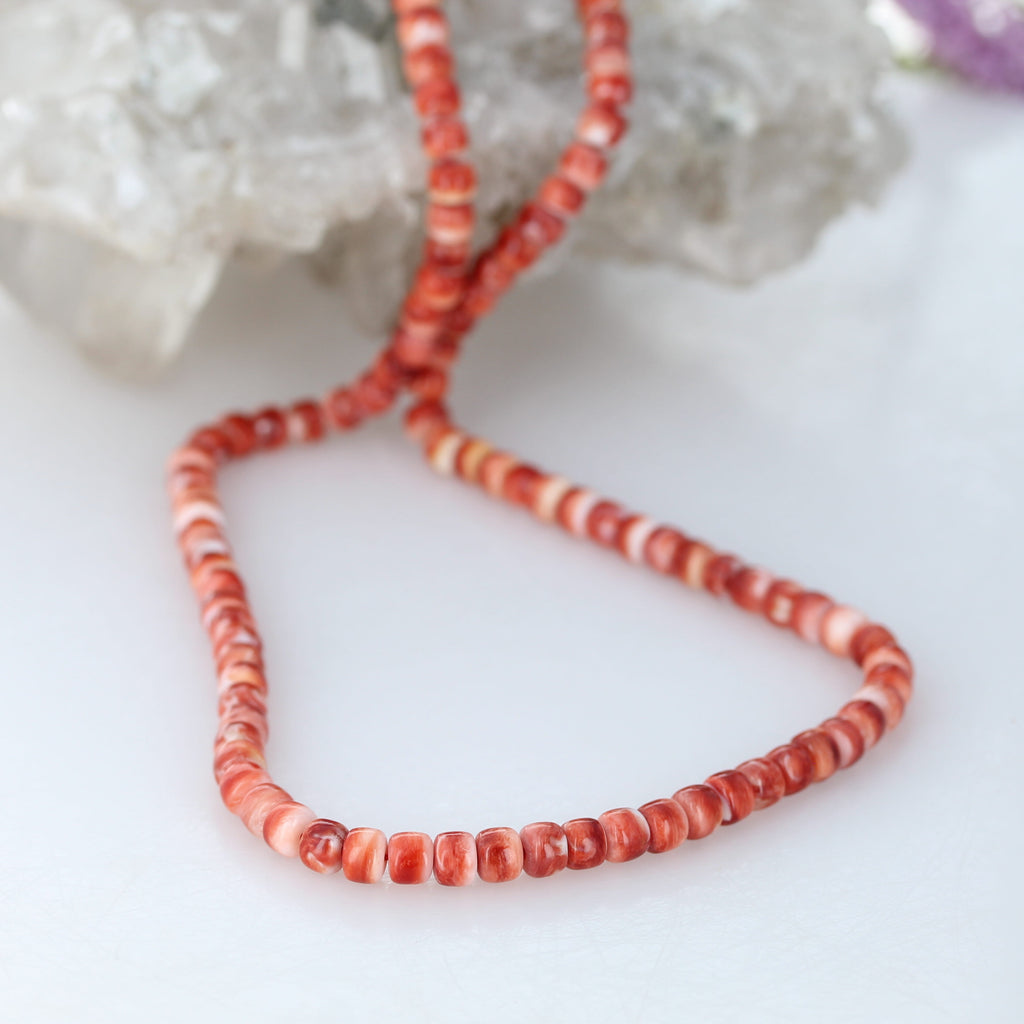 AAA Red SPINY OYSTER Beads 5mm Pueblo Shaped 22"