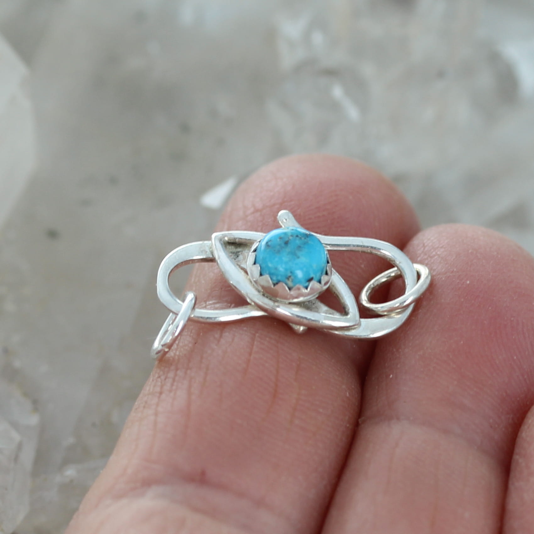 Nevada Blue Ridge Turquoise Eye Clasp Sterling Silver 6mm S Shaped