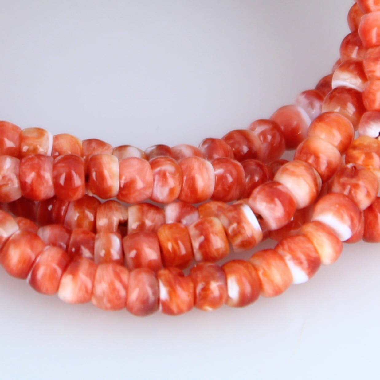 New Light RED SPINY Oyster Beads Rondelles 4mm 16"