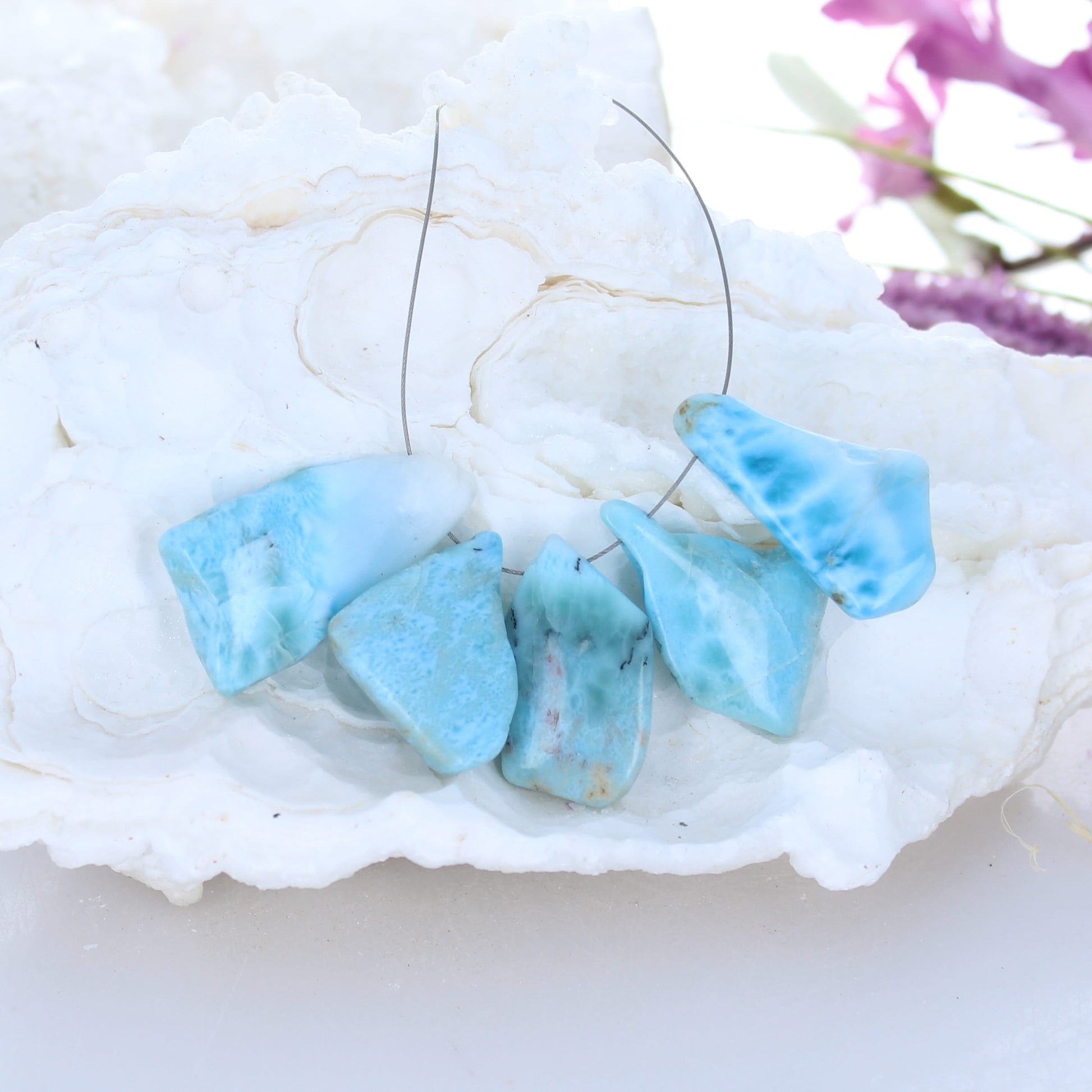 Larimar Free Form Pendants Set of 5 -NewWorldGems