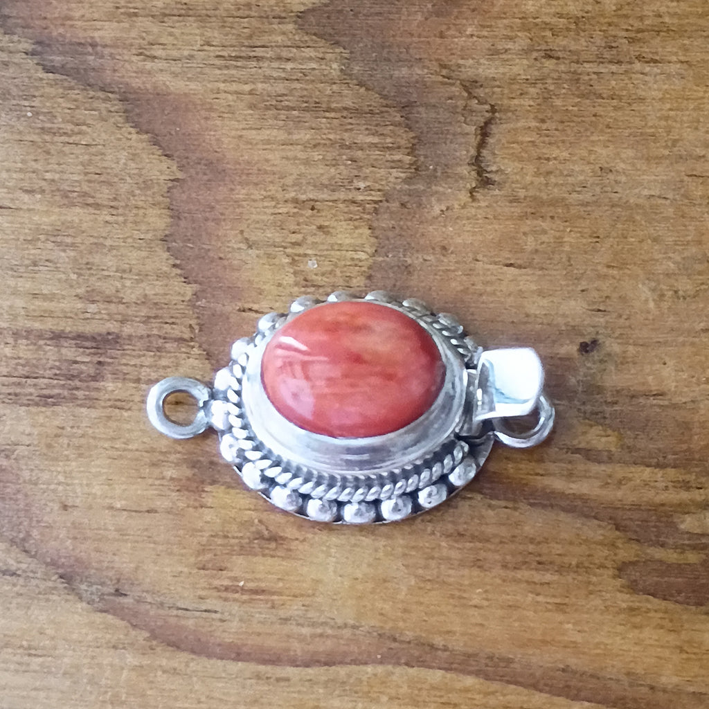 Red Orange Spiny Oyster Clasp Sterling Oval 8x10mm NewWorldGems