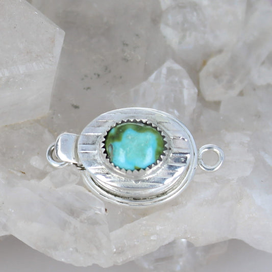 Blue Green Sonoran Mountain Turquoise Clasp Sterling Southwestern
