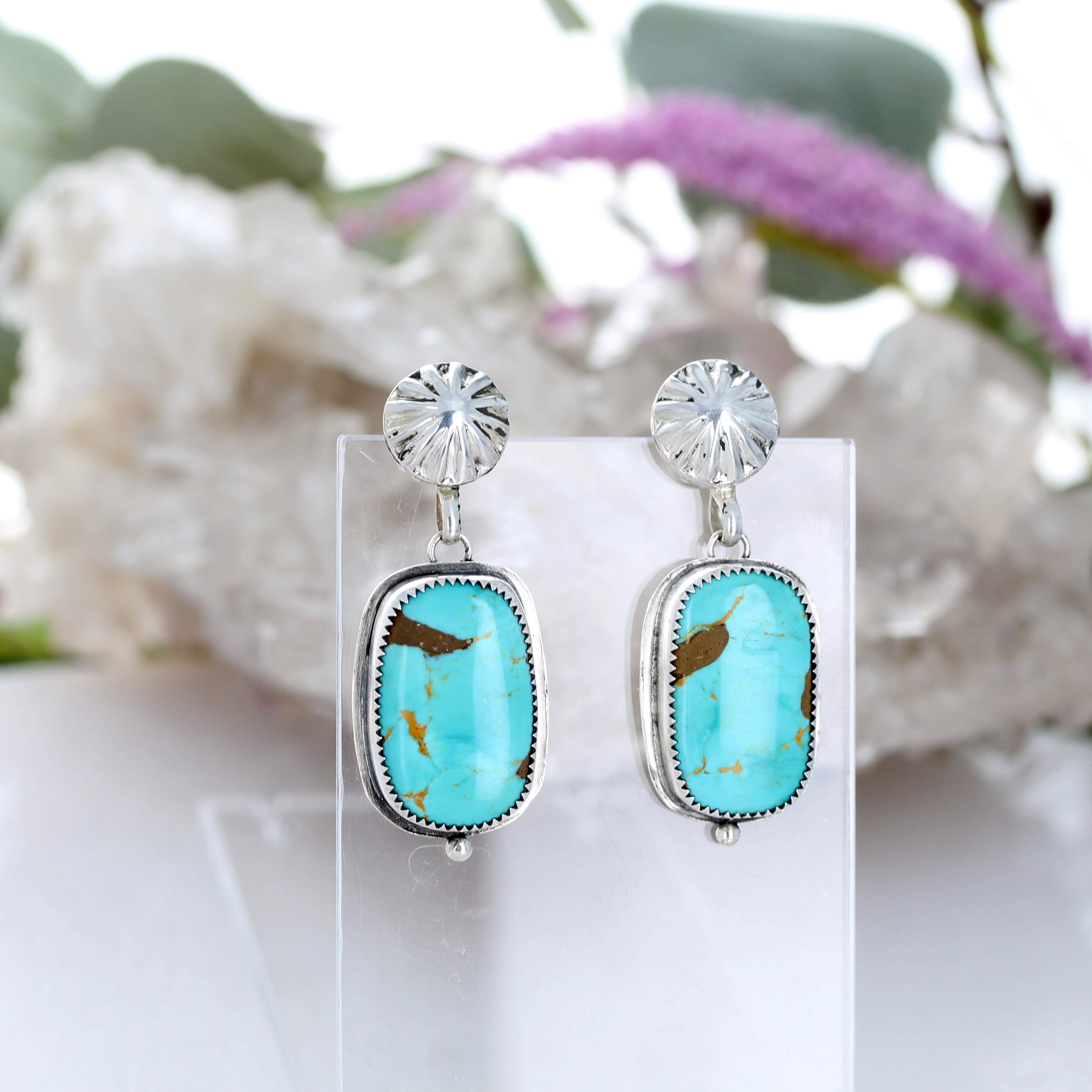 Royston Mine Earrings Brilliant Blue Cushions Southwest Sterling