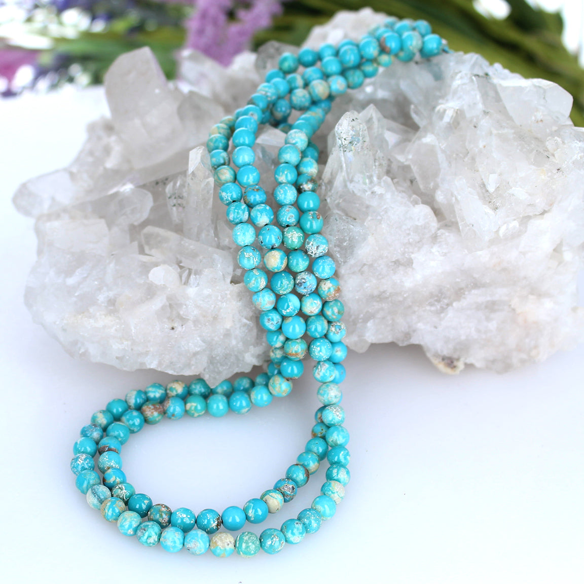 Fox Mine American Turquoise Beads 5.3Mm Round Blue Matrix