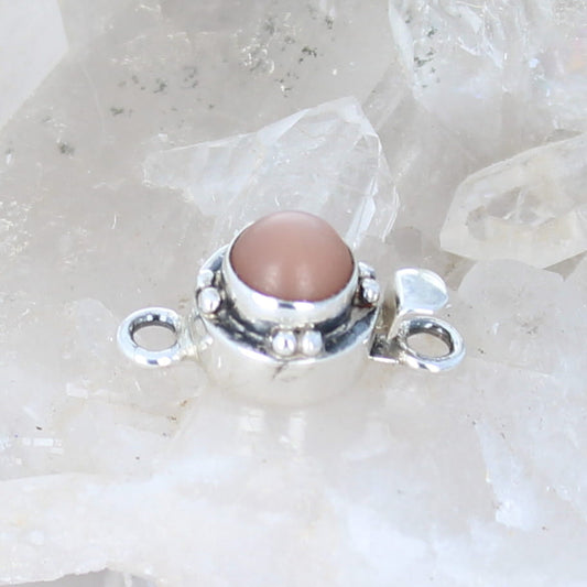 Peach Moonstone Clasp Sterling Silver Southwestern 7mm