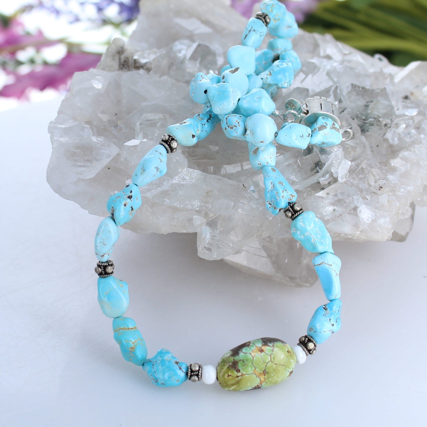 Lone Mountain Turquoise Necklace with Large Sonoran Centerpiece Sterling