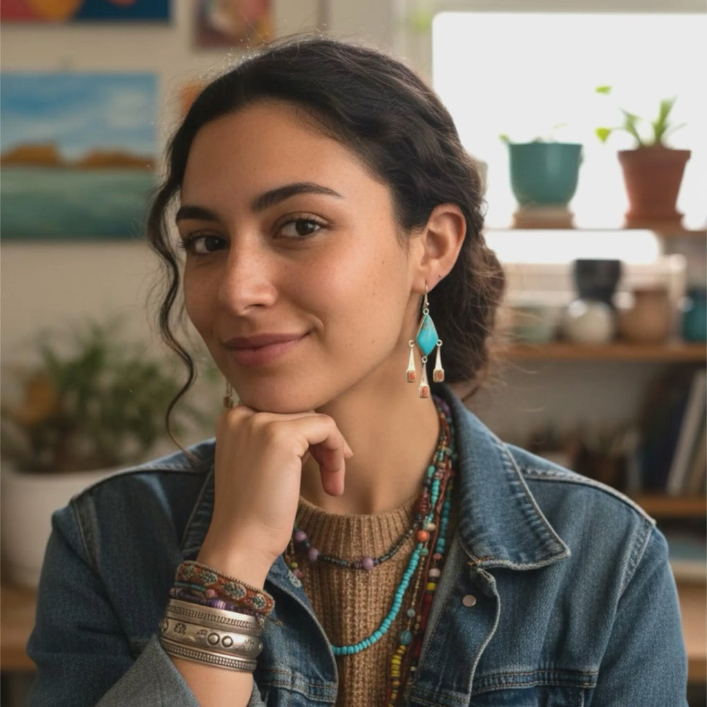 Sky Blue Kingman Turquoise with Spiny Oyster Boho Dangle Earrings Sterling