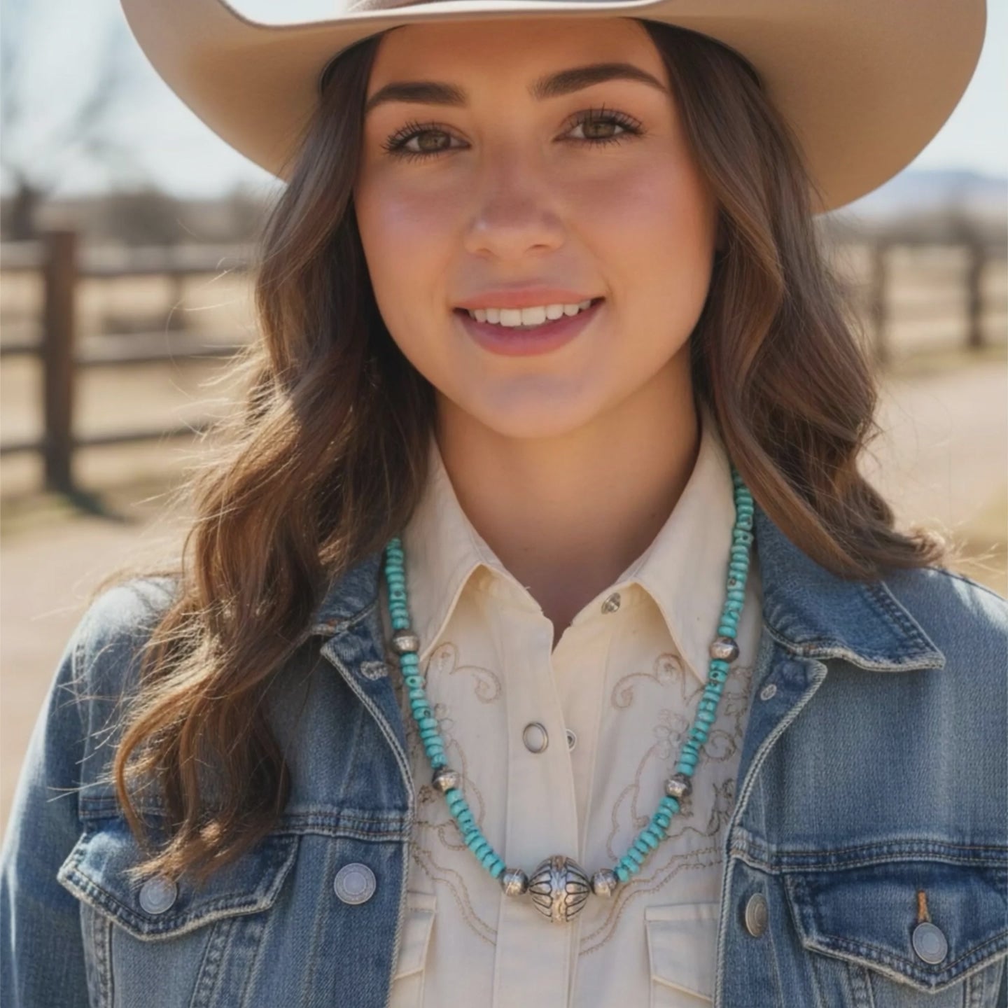 Lone Mountain Turquoise Necklace Sterling Bench Made Beads Southwest Style 21"