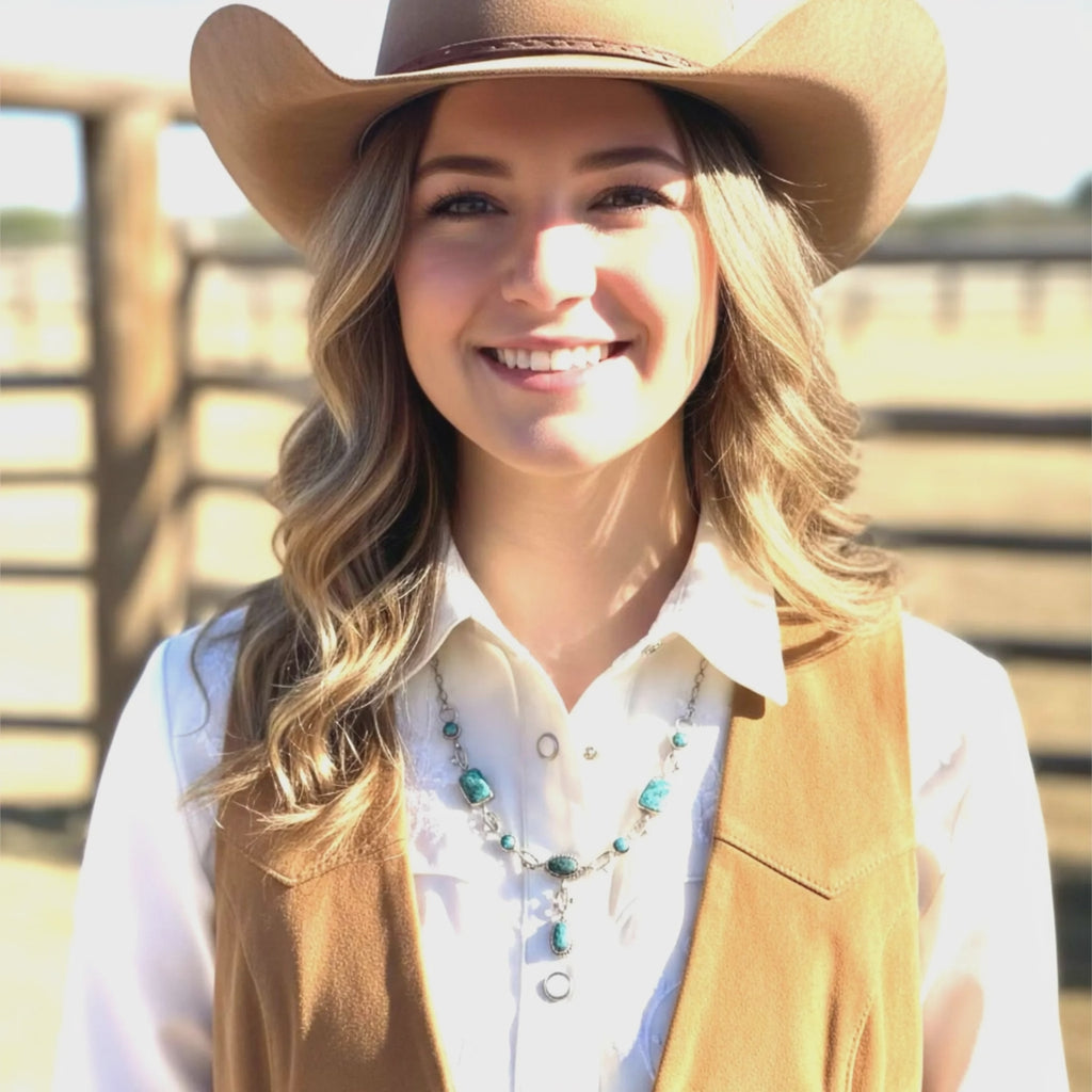 Carico Lake Turquoise Sterling Southwestern Necklace Bluen 16-19"