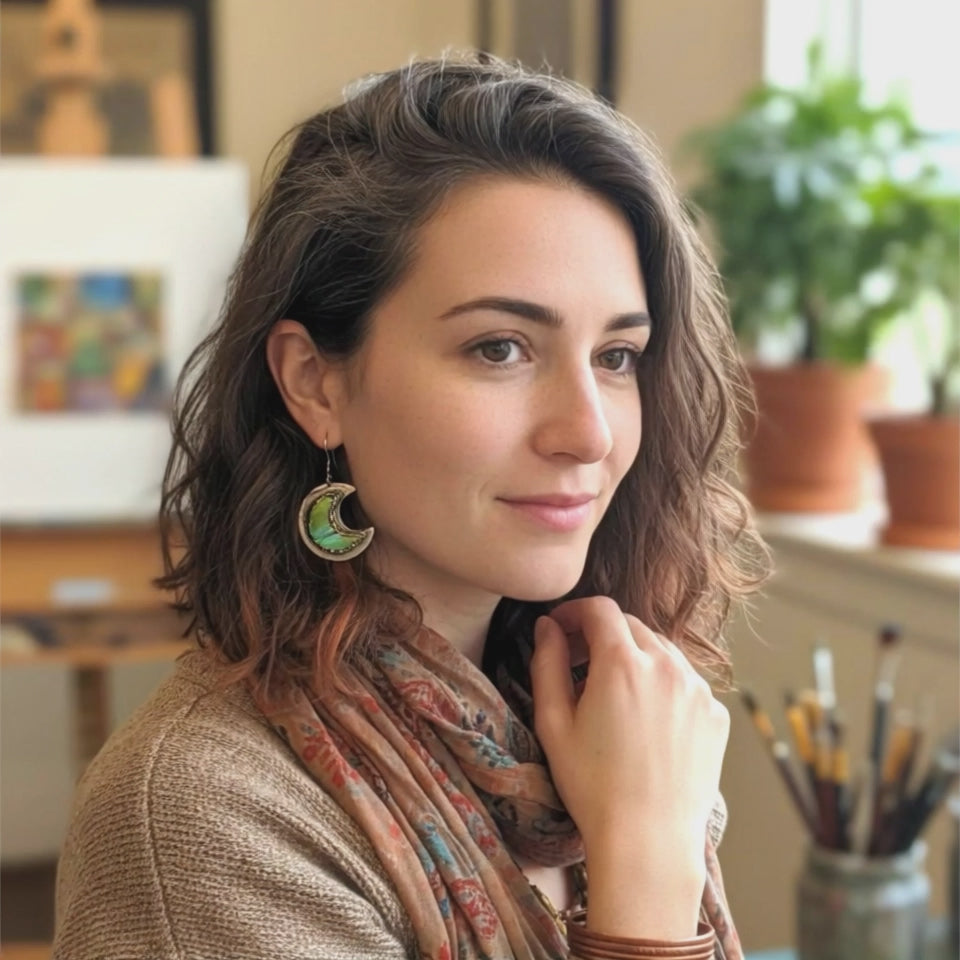 Kingman Turquoise Crescent Moon Earrings Sterling Green Blue