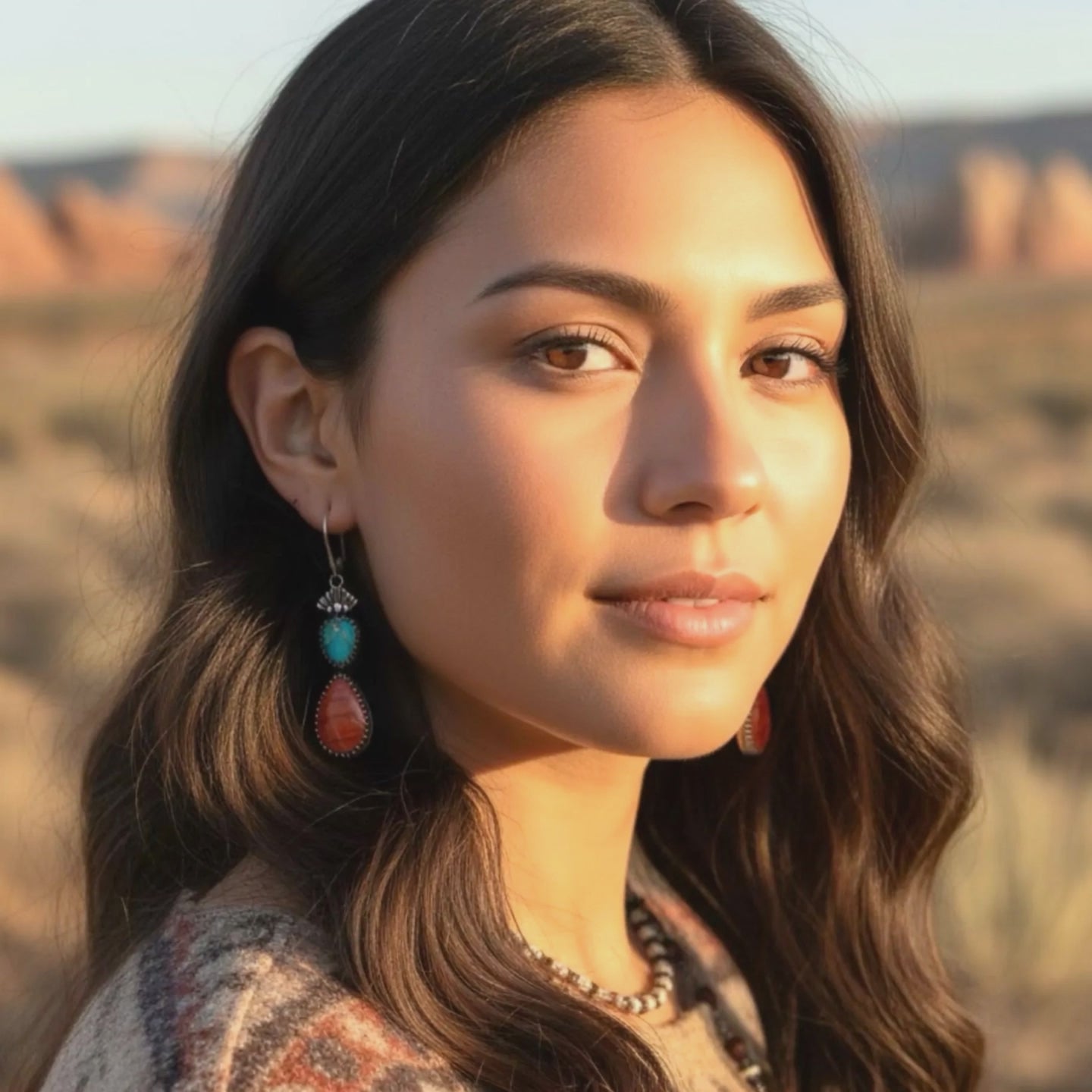 Dramatic Sonoran Turquoise Spiny Oyster Earrings Southwest