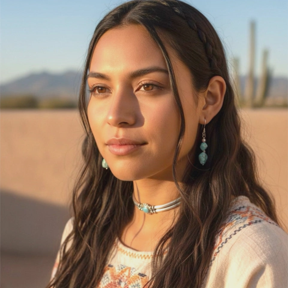 Beautiful 2 Stone Lone Mountain Nevada Turquoise Earrings Sterling Silver