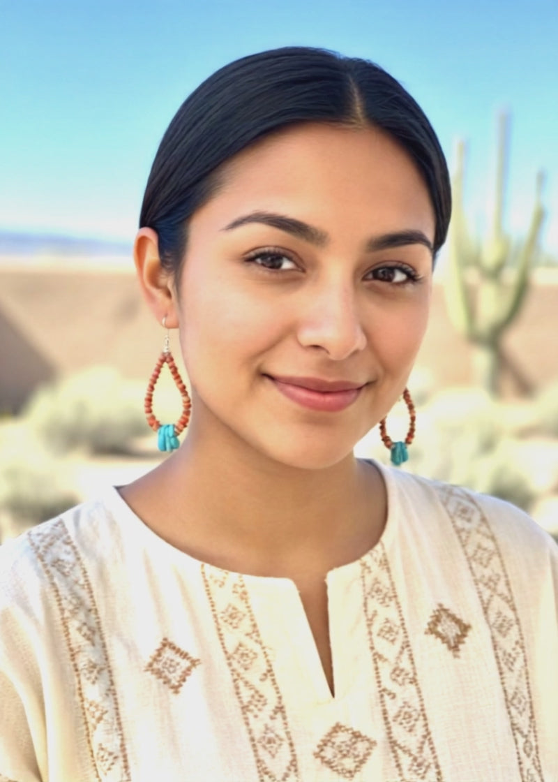 Sleeping Beauty Turquoise and Spiny Oyster Earrings Sterling Silver Jacla