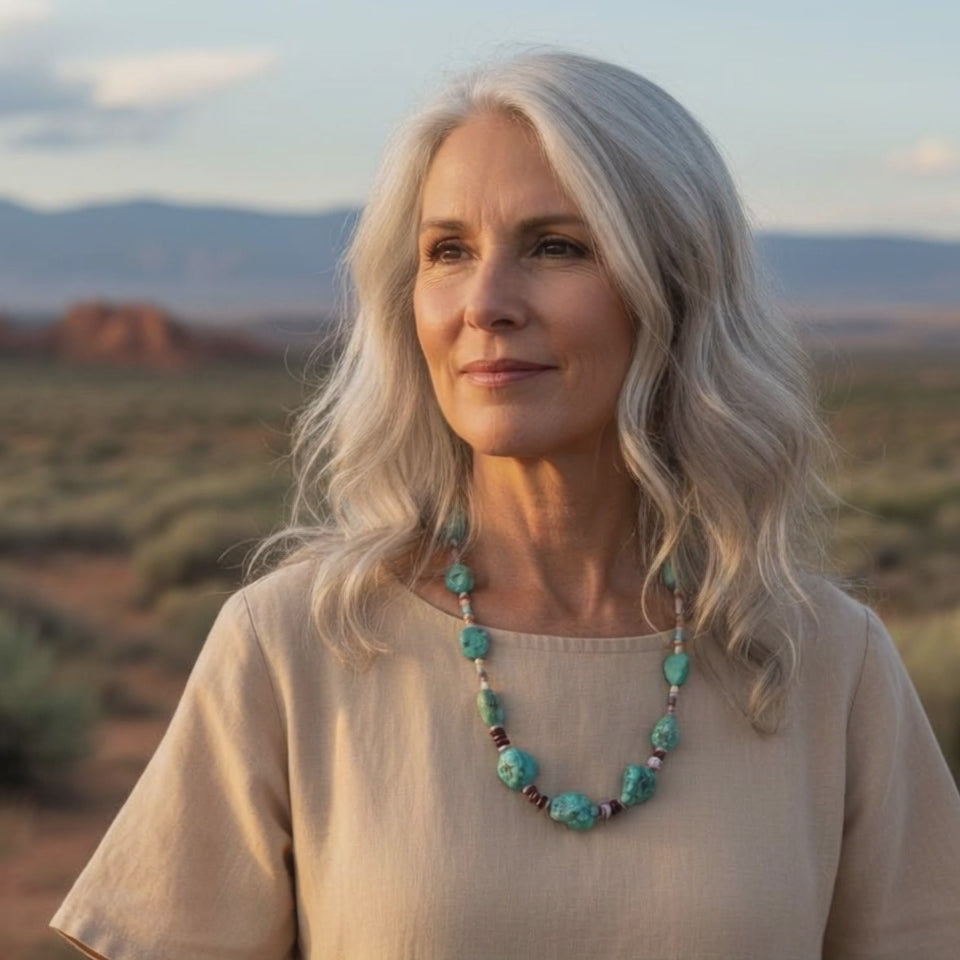 Carico Lake Turquoise Necklace Fiesta Colors Sterling Silver Southwest 20"