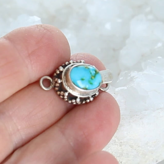 Vibrant Sonoran Mountain Turquoise Clasp Blue Sterling Granulated n
