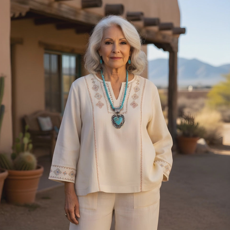 CONCHO PENDANT HEART Turquoise Southwest Style Large NewWorldGems