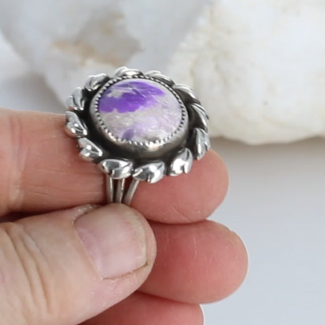 AAA SUGILITE RING Round Shaped Sterling Size 6.5