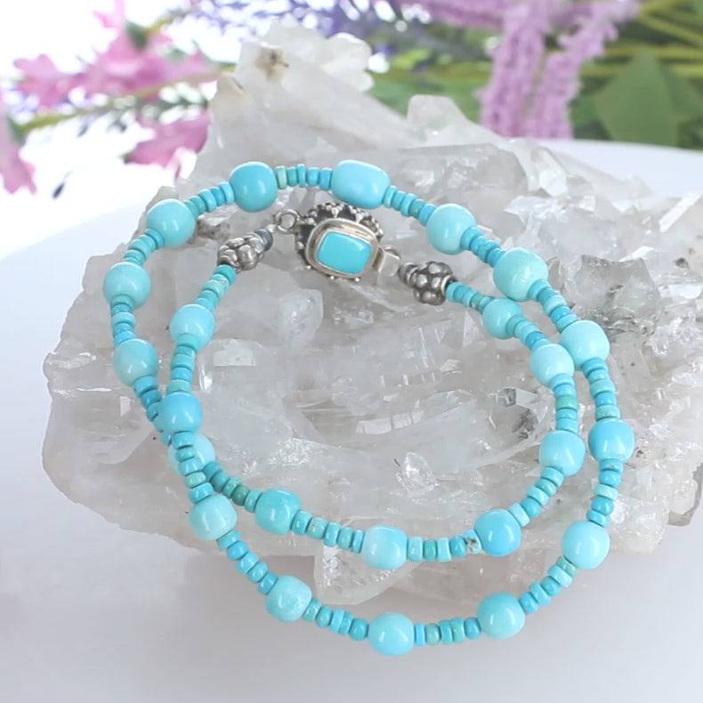 100% Natural Vintage Sleeping Beauty Turquoise Necklace Sterling