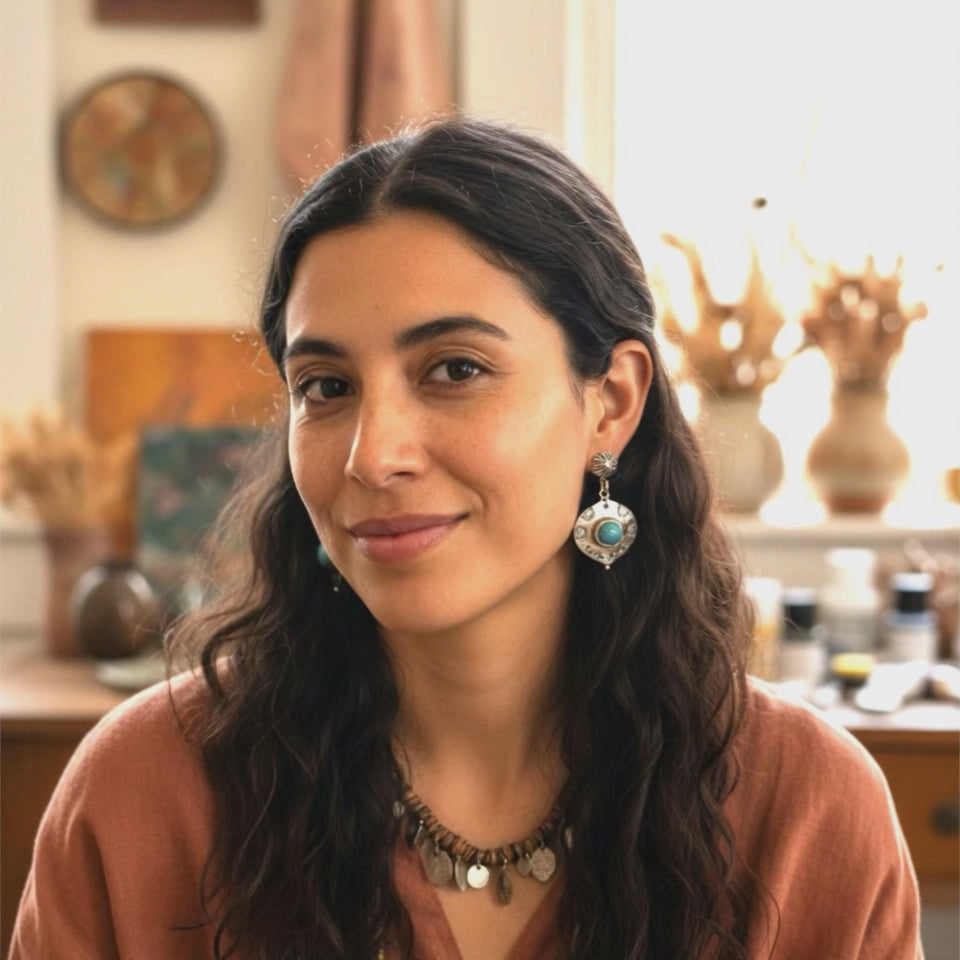 BLUE MOON TURQUOISE Earrings Sterling Arabesque Shaped #2