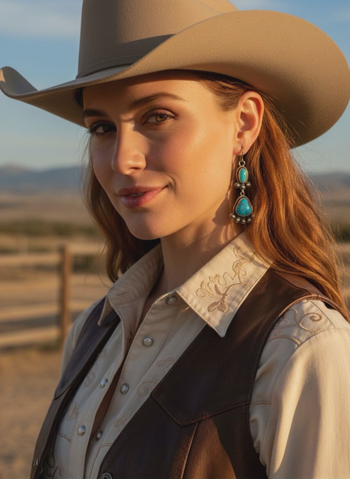Morenci Turquoise Earrings 2 Stones Sterling Deep Blue