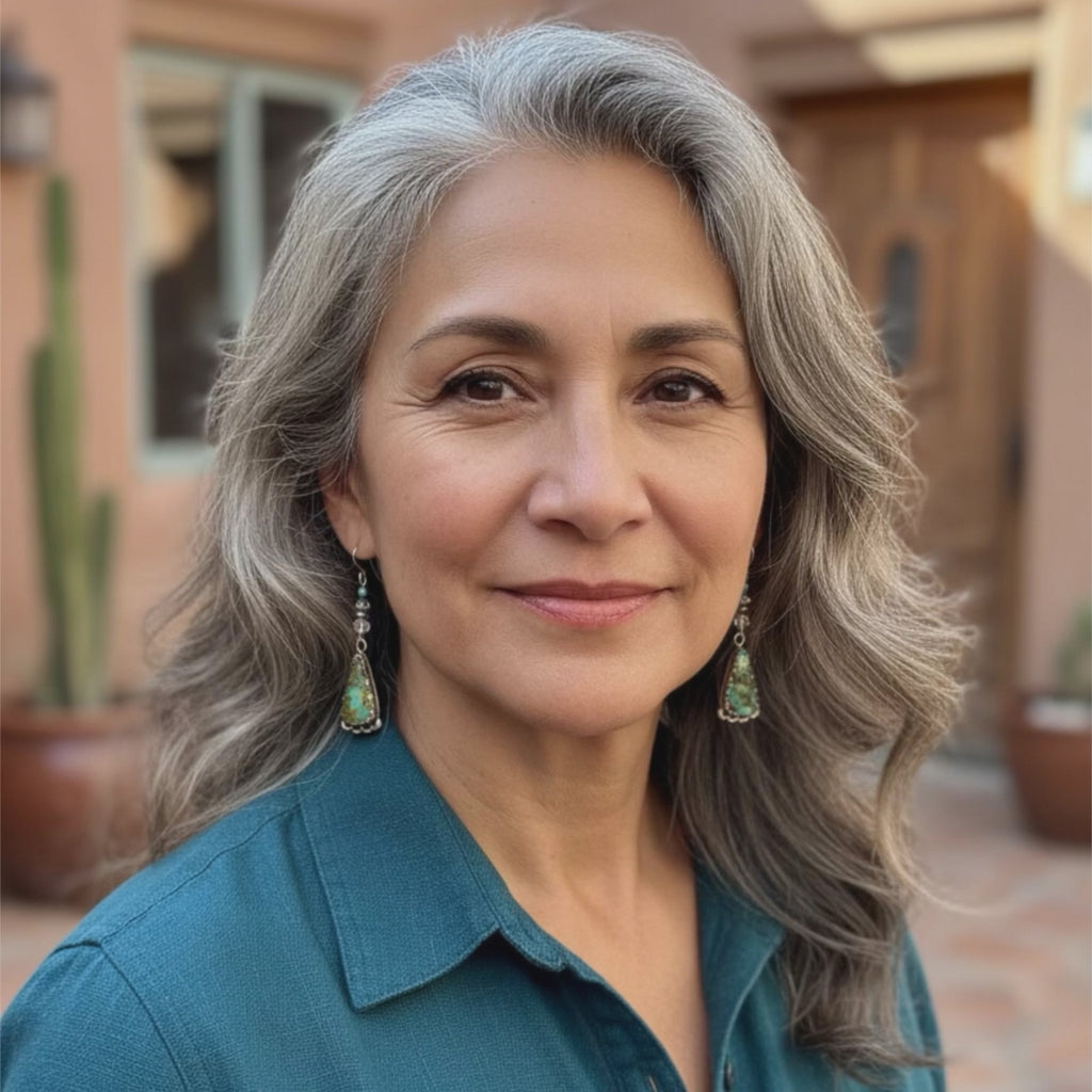 Forest Royston Turquoise Earrings Moons with Sparkling Herkimer Diamonds Sterling