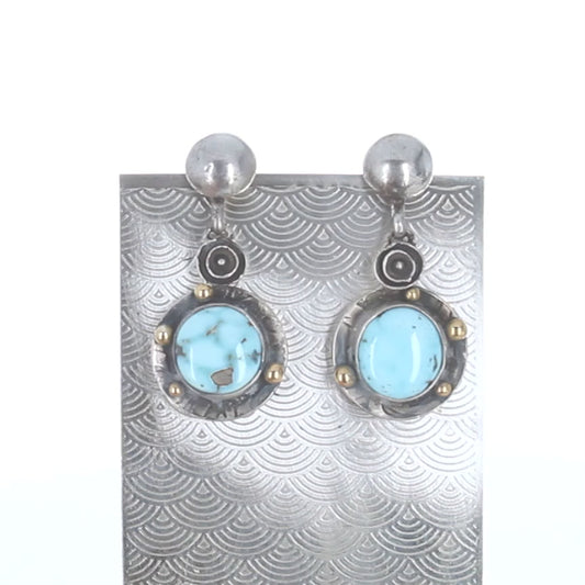 Ethereal Dry Creek Turquoise Earrings 18K Gold and Sterling Silver