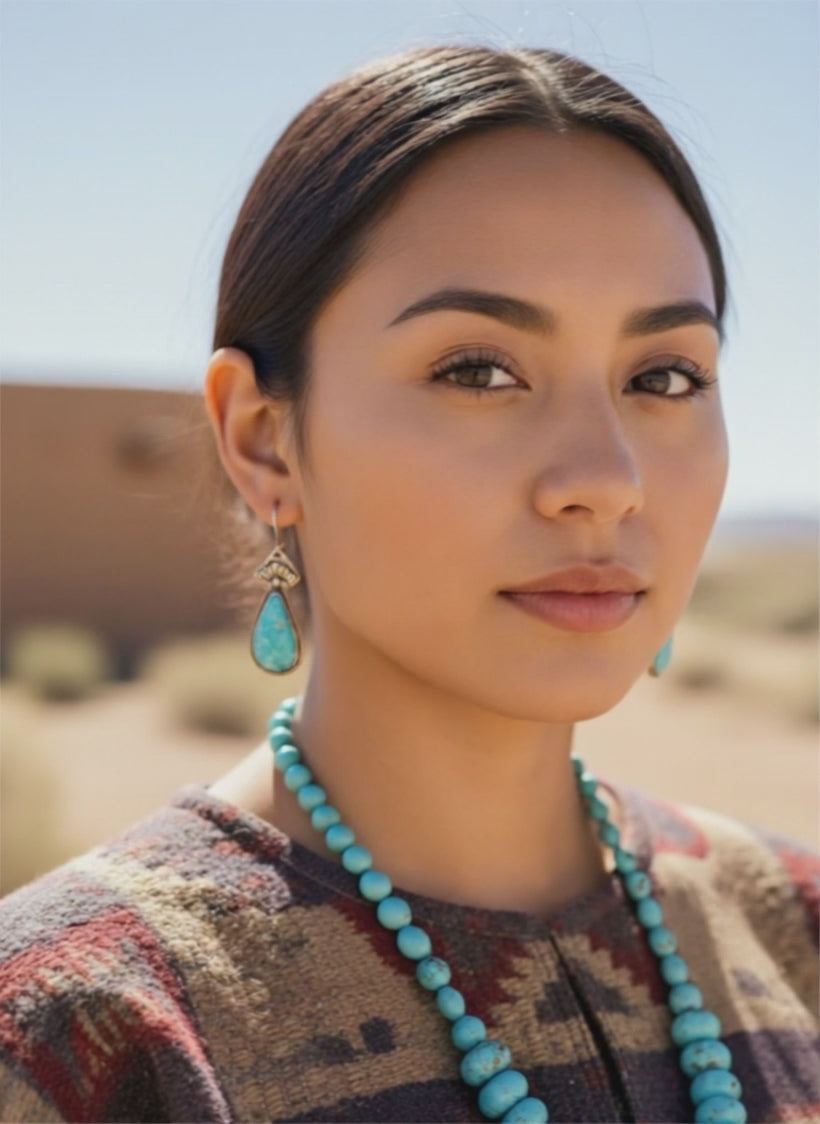 Blue Ridge Turquoise Earrings Sterling Silver Teardrops Protective Eye