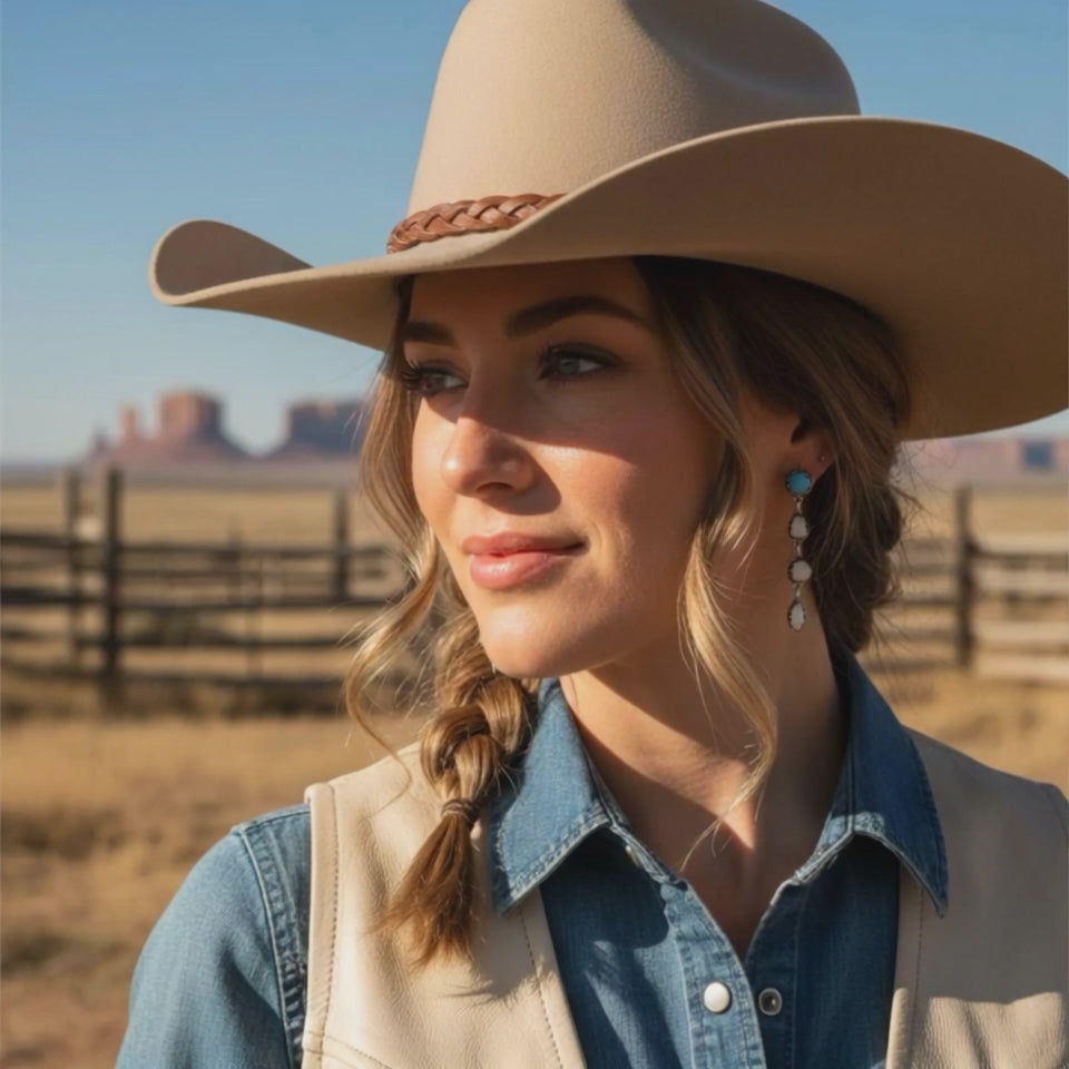 AAA Nevada LONE MOUNTAIN White Buffalo TURQUOISE Earrings 4 Stone Sterling