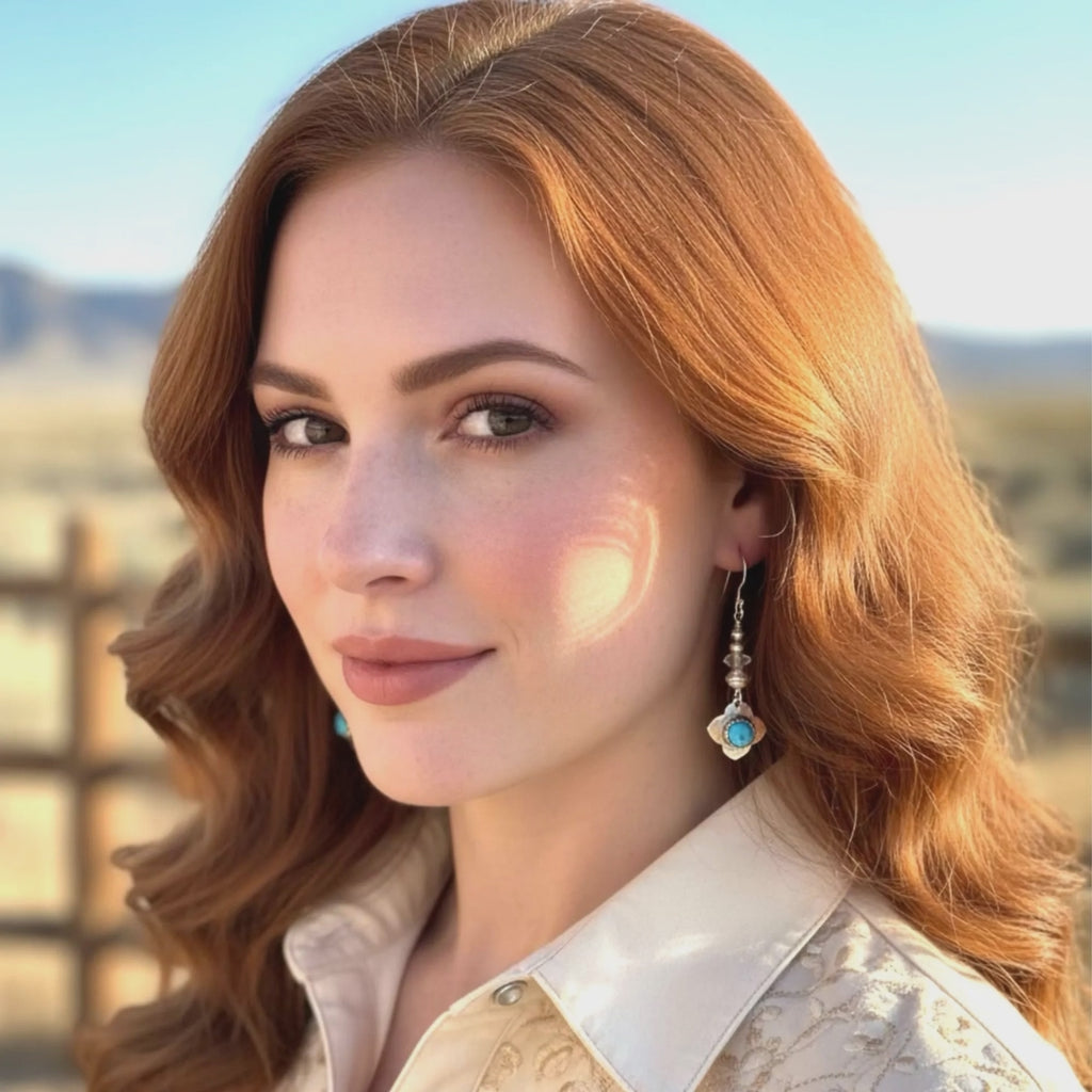 Ithaca Kingman Turquoise Earrings Sterling Silver and Herkimer Diamonds NewWorldGems