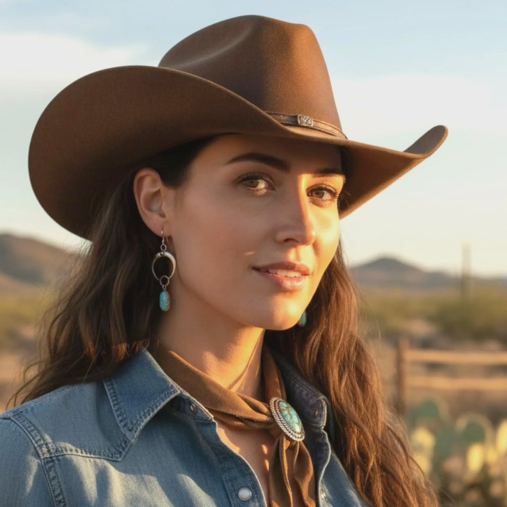 Rare Dry Creek Turquoise Naja Moon Earrings Sterling Silver