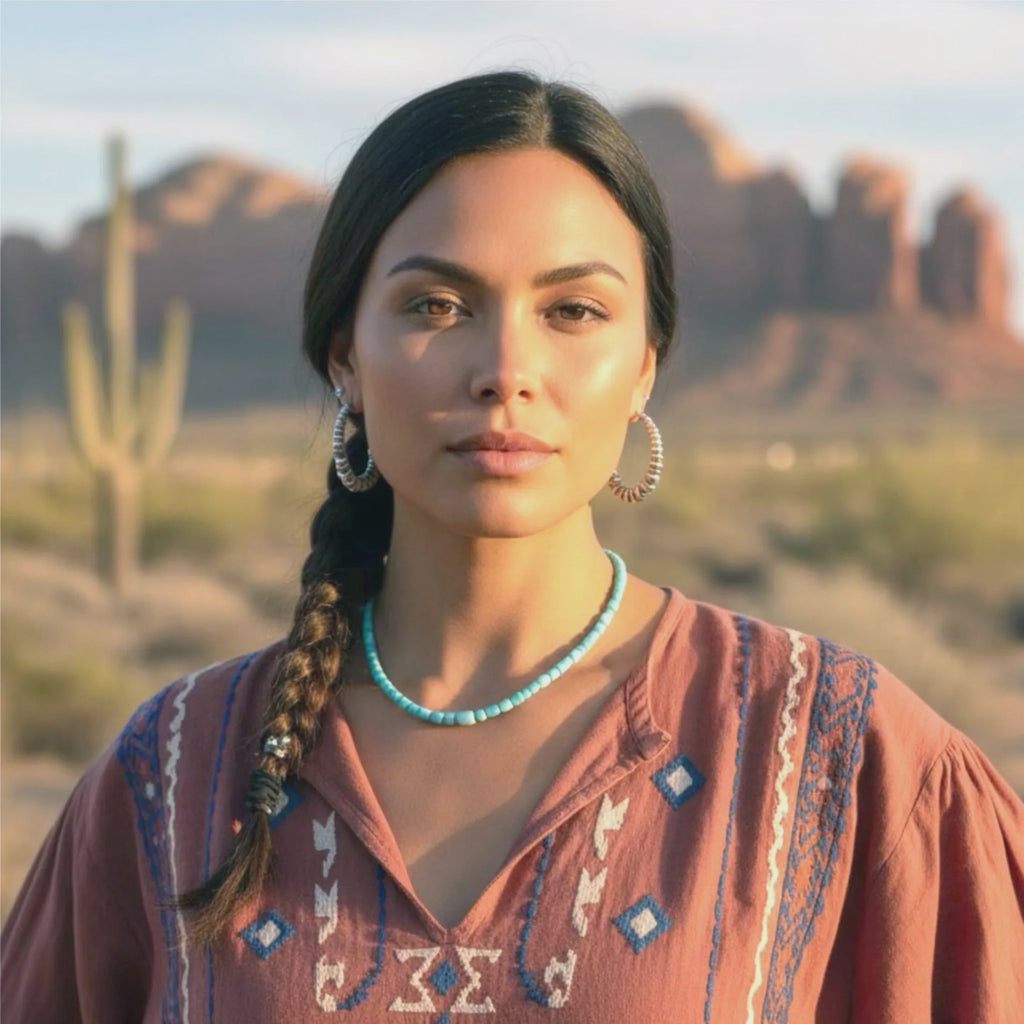 Sleeping Beauty Turquoise Necklace Mixed Shape Sterling 17.5"