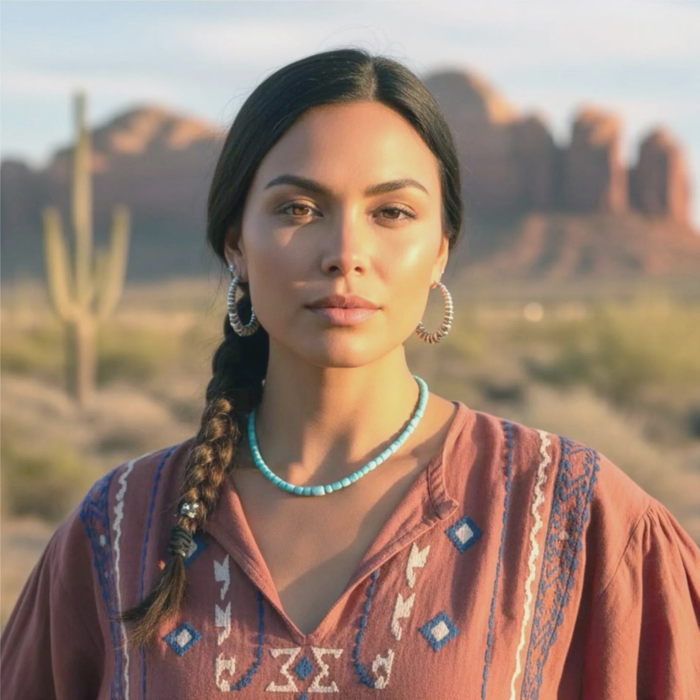 Sleeping Beauty Turquoise Necklace Mixed Shape Sterling 17.5"