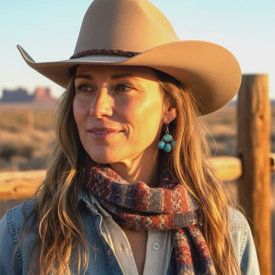 Blue Ridge Orvil Jack Turquoise 3 Petal Earrings Sterling Silver