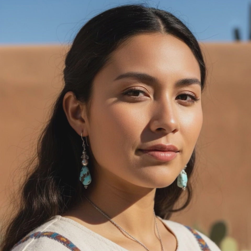 Lone Mountain TURQUOISE and Herkimer Diamond Earrings Sterling Southwest