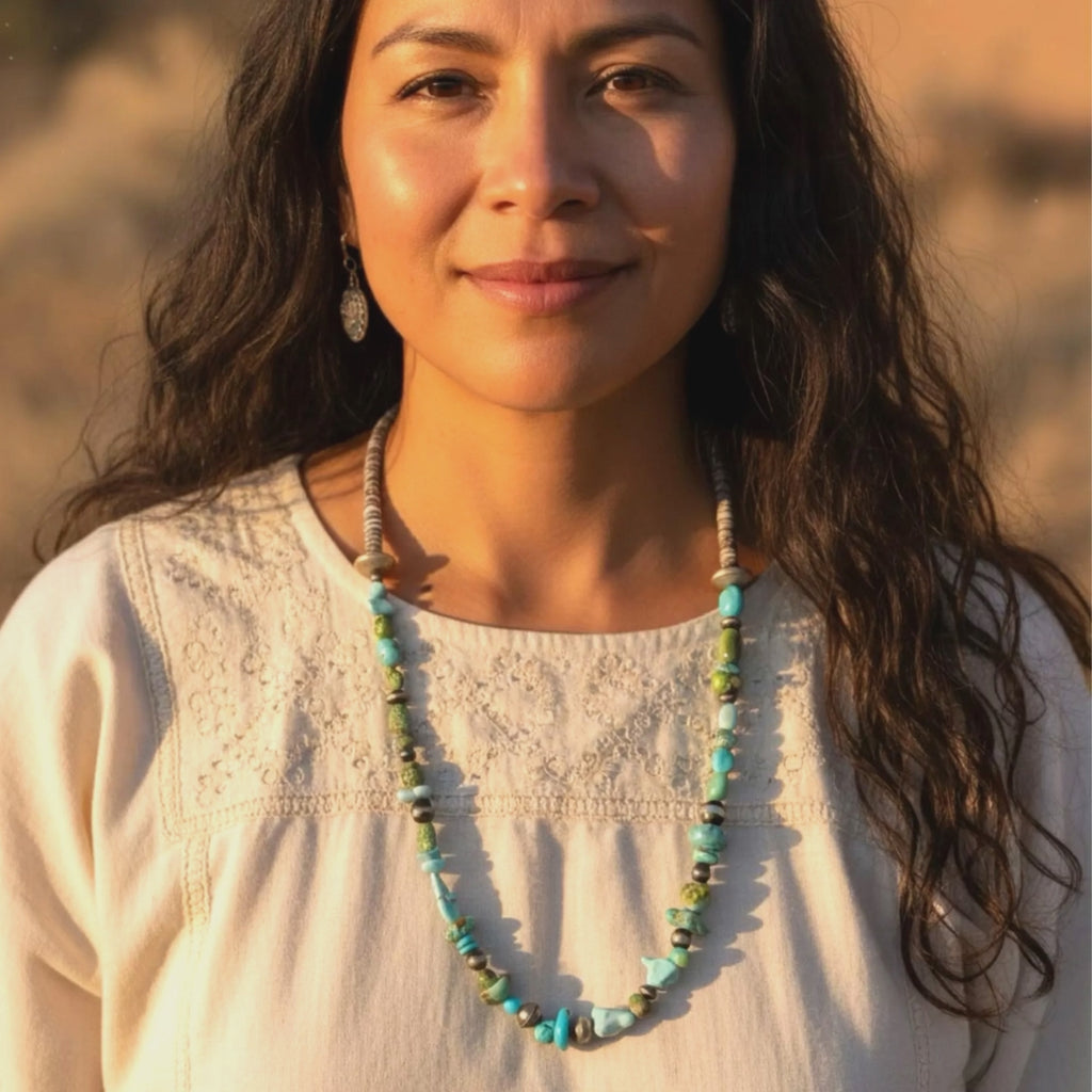 Lone Mountain and Sonoran Gold Turquoise Necklace Sterling Silver Southwestern