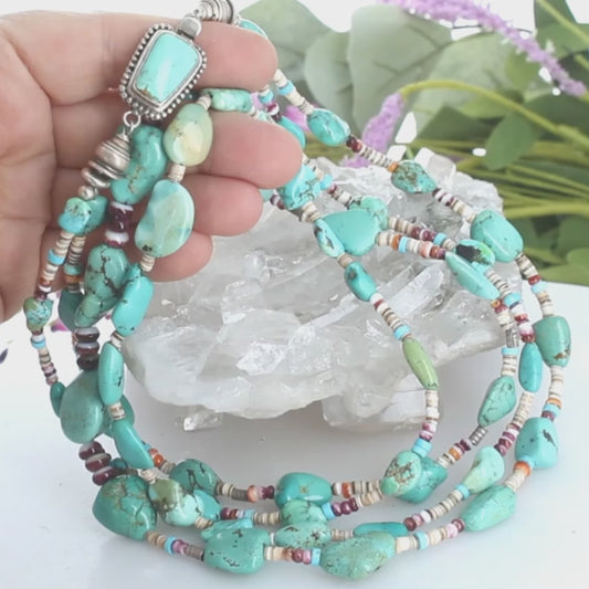Carico Lake Turquoise Necklace Fiesta Colors 2 Strand 28"