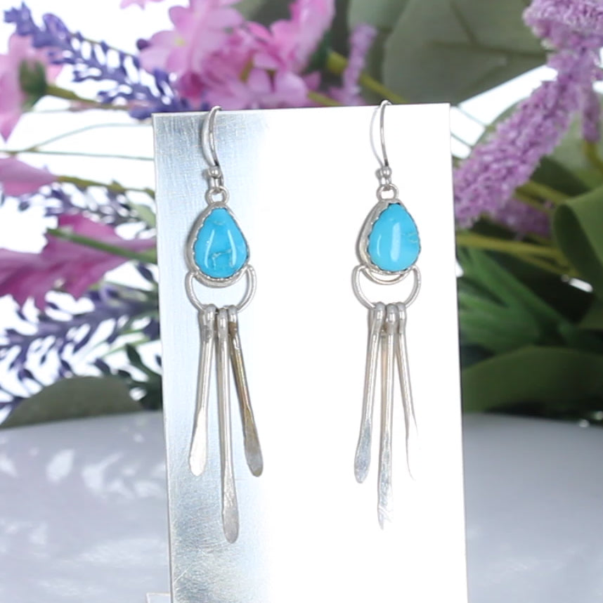 AAA Blue Ridge Turquoise Moon Earrings Dangles Southwest