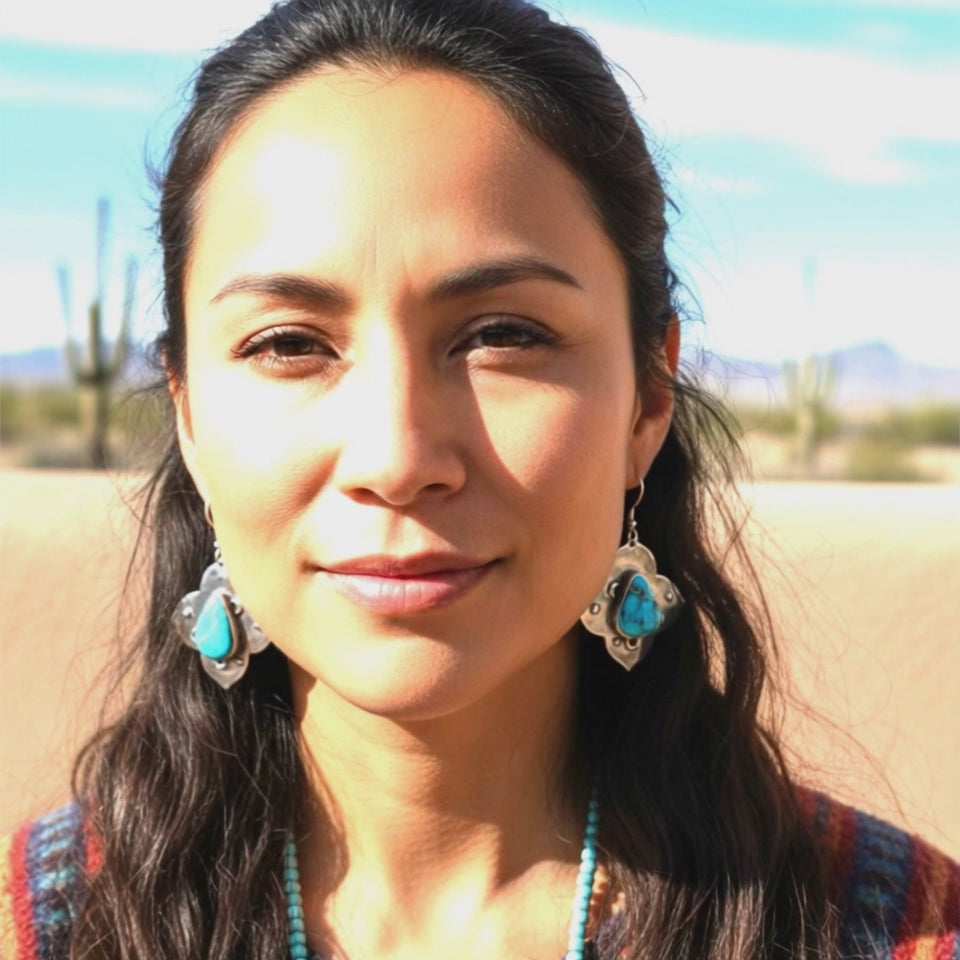 Kingman Teardrop Turquoise Earrings Sky Sterling Silver Moons