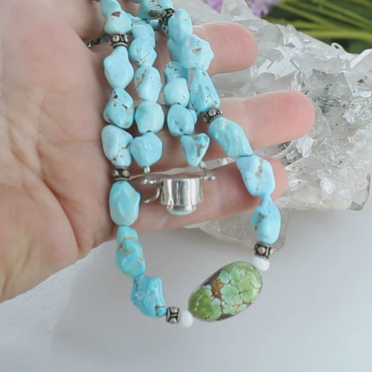 Lone Mountain Turquoise Necklace with Large Sonoran Centerpiece Sterling