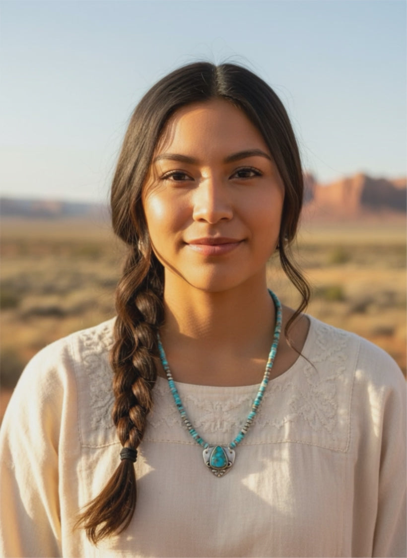 Kingman Turquoise Necklace Sterling Bench Made Beads Southwest Style 19"