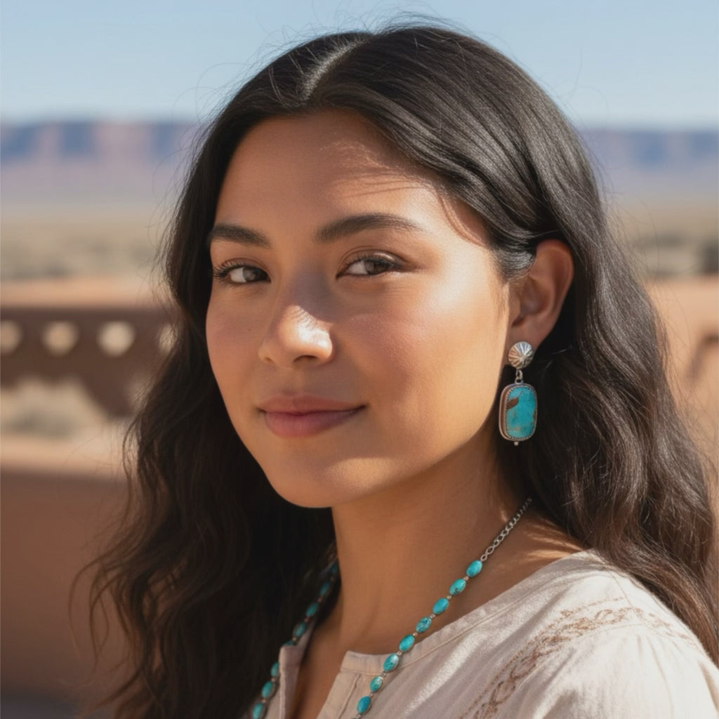 Royston Mine Earrings Brilliant Blue Cushions Southwest Sterling