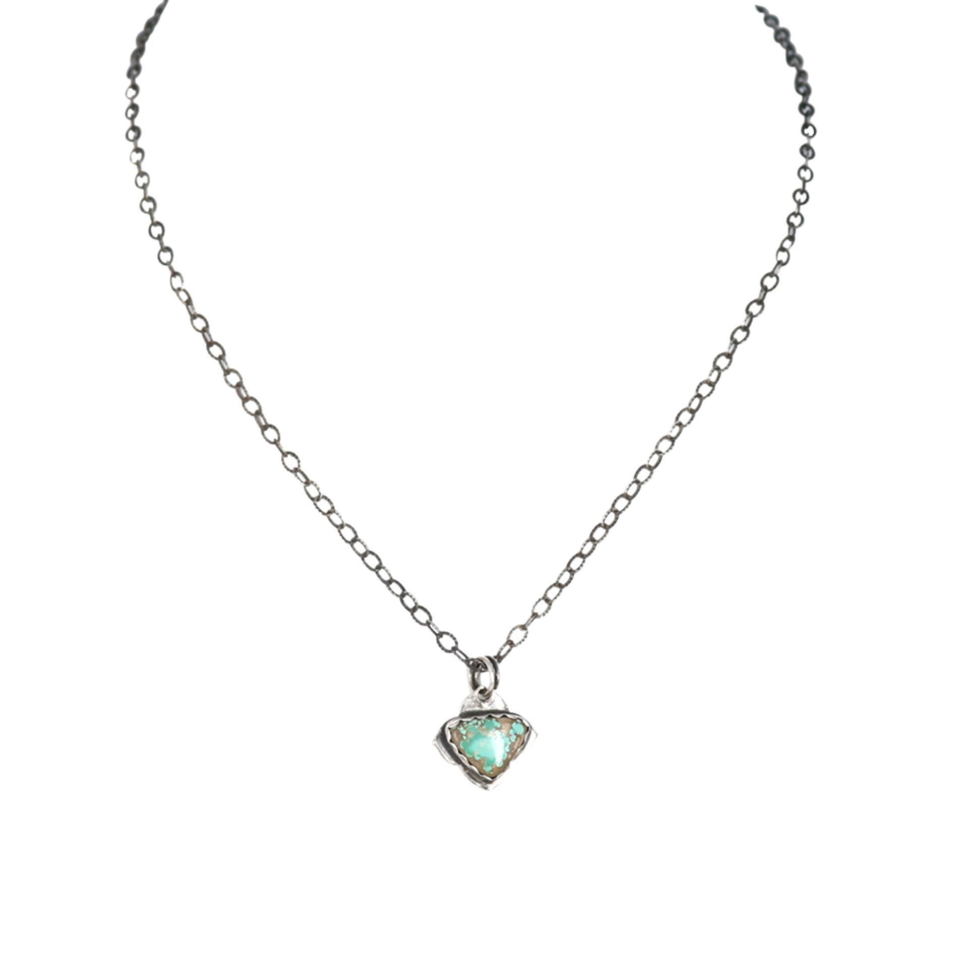 Carico Lake Turquoise Pendant Necklace Sterling Chain 18" -NewWorldGems