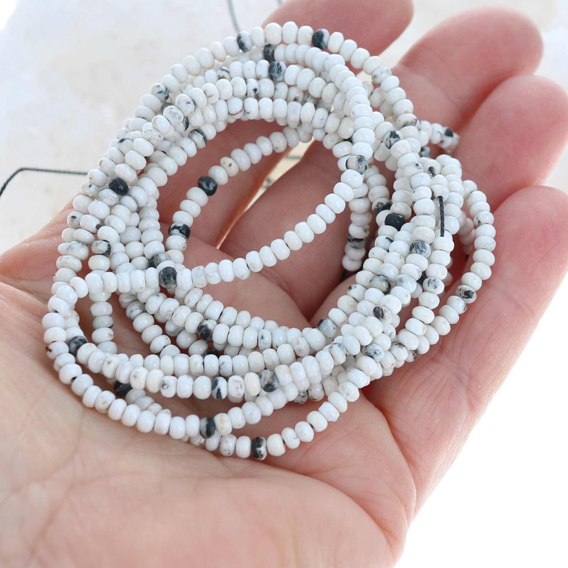 RARE White Buffalo Turquoise Rondelle Beads 3mm Nevada -NewWorldGems