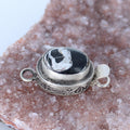 White Buffalo Clasp Sterling Oval 13x10.5mm Patterned Sterling -NewWorldGems