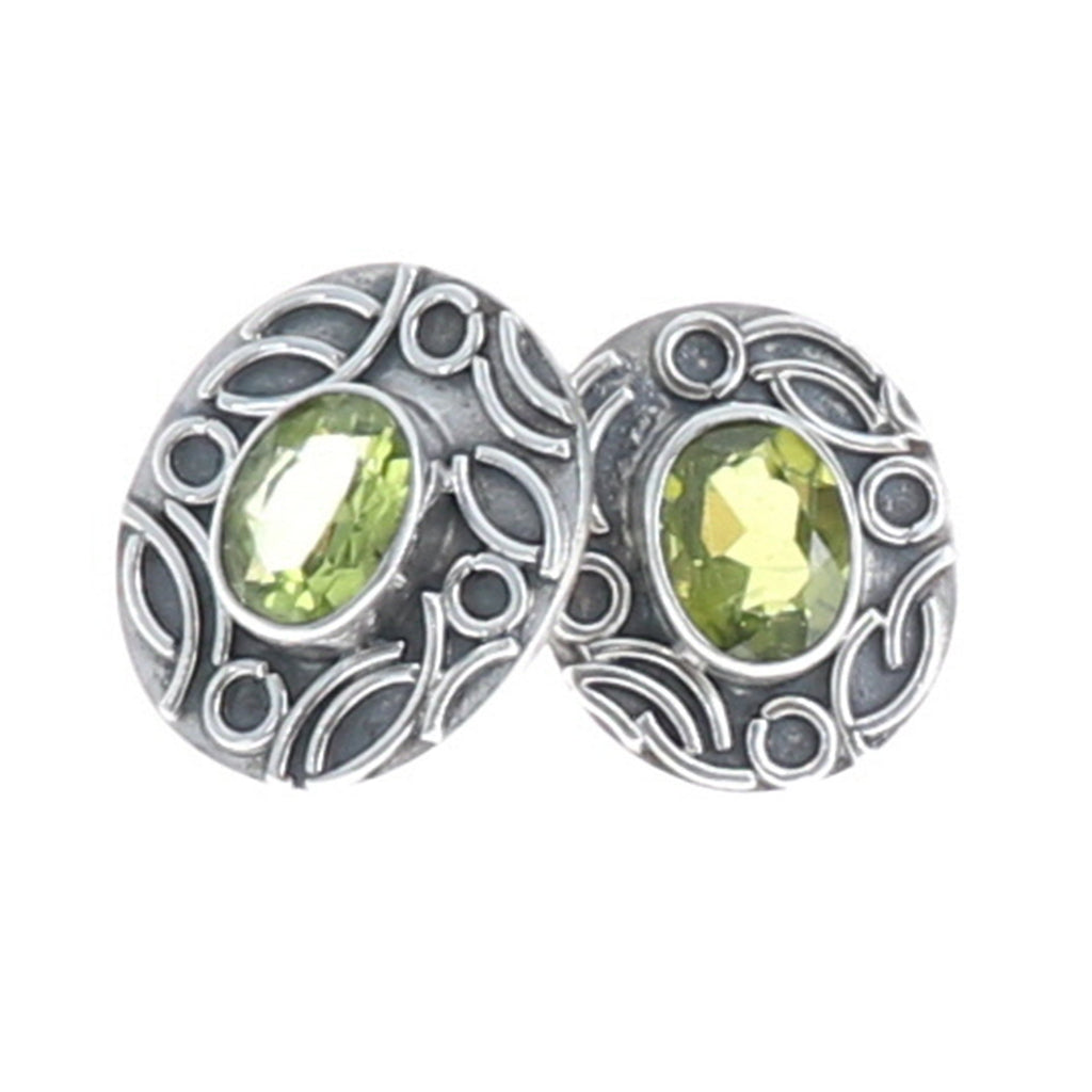 Peridot Sterling Earrings Oval 7X9mm Posts Wire Design -NewWorldGems