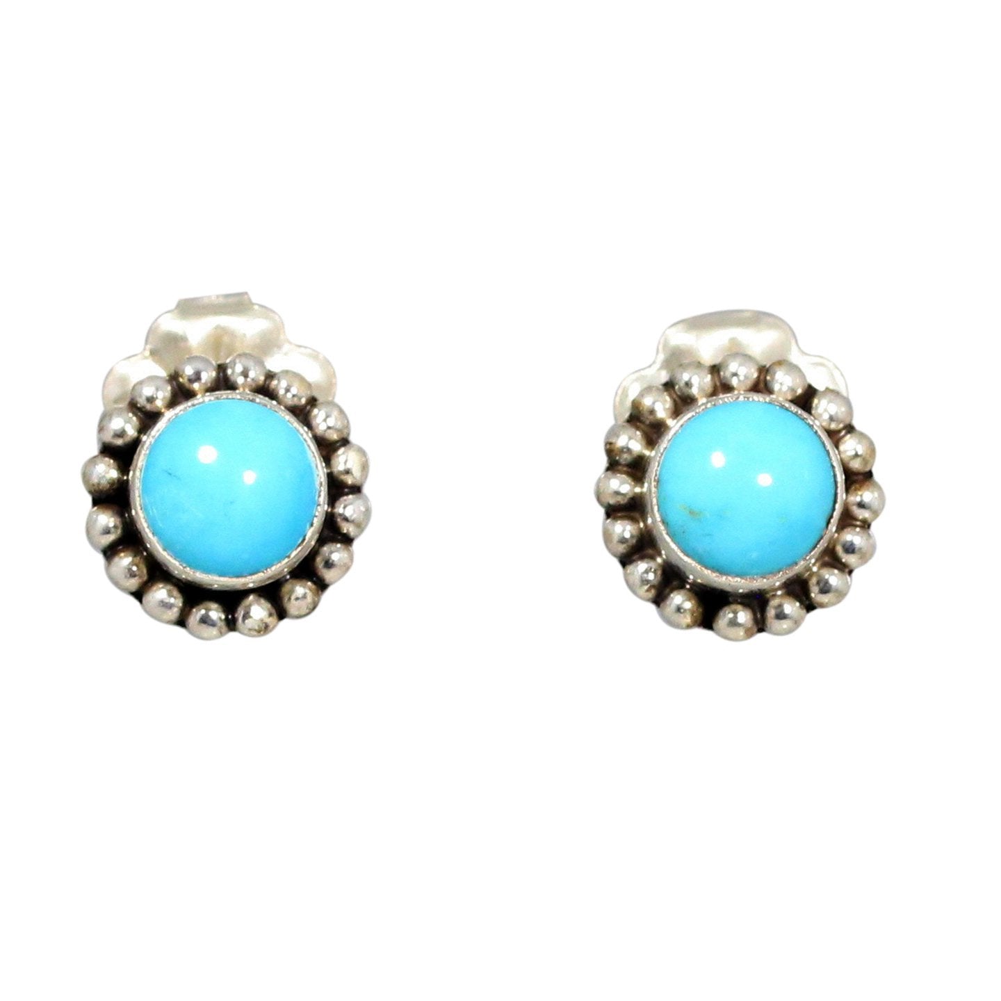 Sleeping Beauty Turquoise Earrings Round Post Style Studs 7.5mm -NewWorldGems