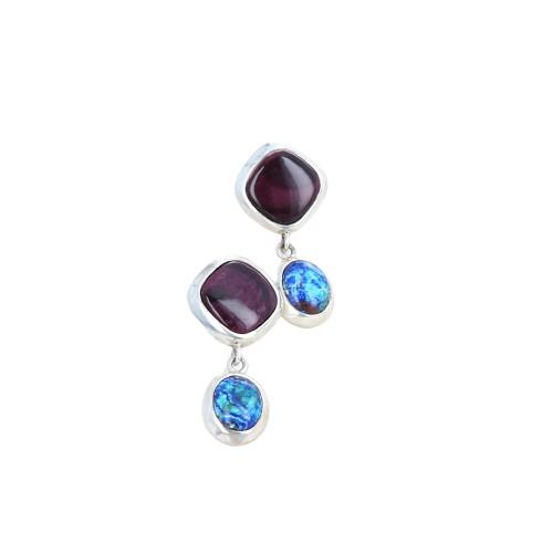 Azurite Earrings With Purple Spiny Oyster -NewWorldGems